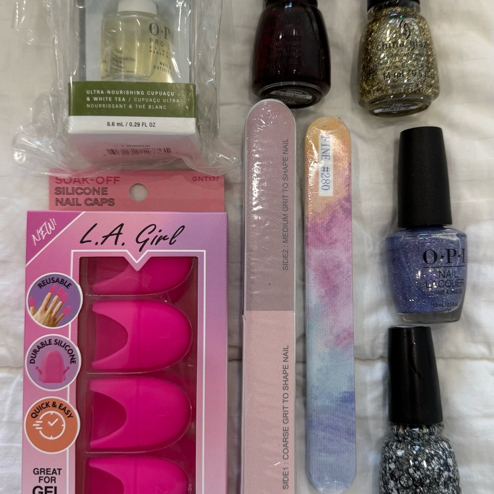 L.A. Girl Silicone Nail Caps and OPI (and others)Nail Polish Set
